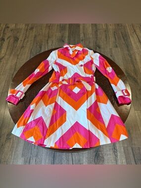 3619 Diane von Furstenberg Retro Mod Go-Go 60s Style Shirt Coat 0 Geometric